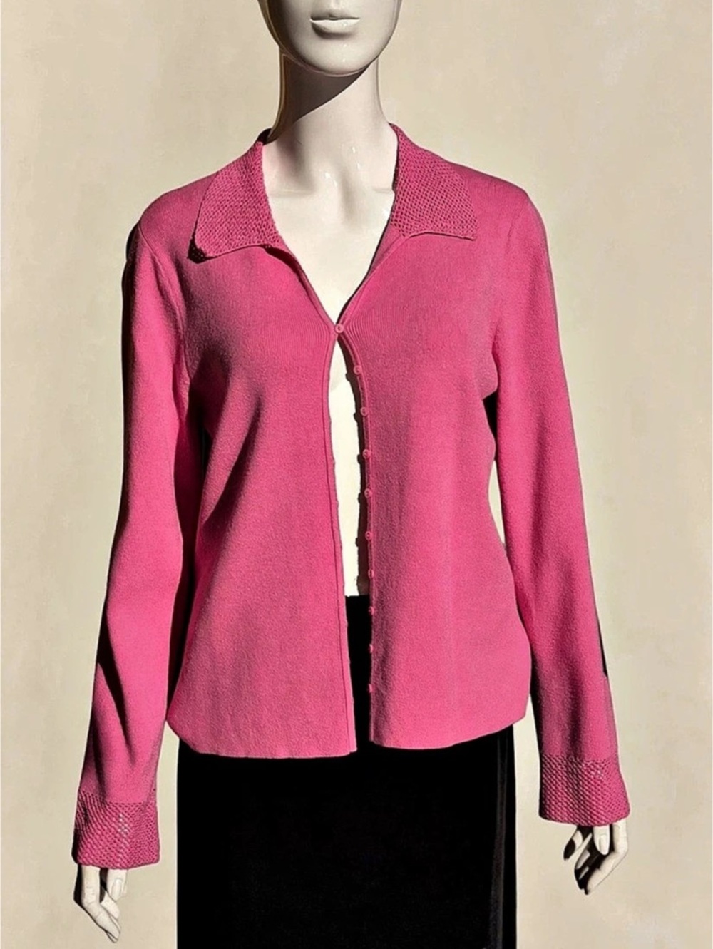 Sigrid Olsen Sport Pink Collared Cardigan Size Large